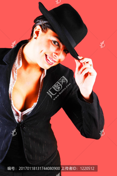 戴帽子的商務(wù)女士。