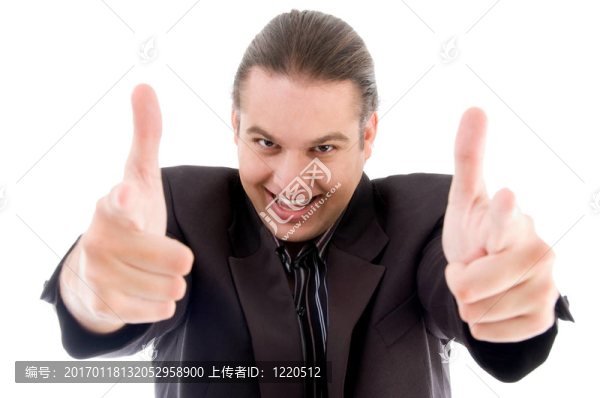 年輕的商人豎起大拇指