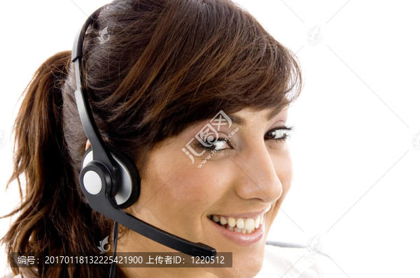 特寫(xiě)查看快樂(lè)女性客戶(hù)關(guān)懷執(zhí)行