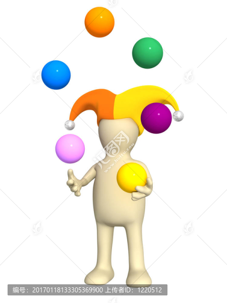 3D小丑木偶；玩弄球
