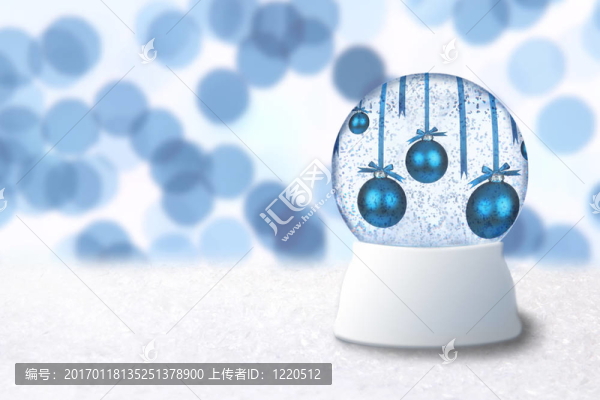 帶藍(lán)色節(jié)日燈泡的圣誕雪球
