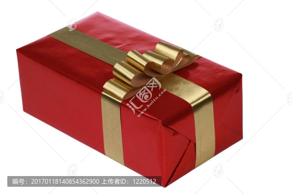帶金絲帶的紅色禮物