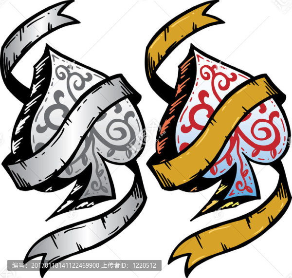 黑桃紋身風(fēng)格的插圖
