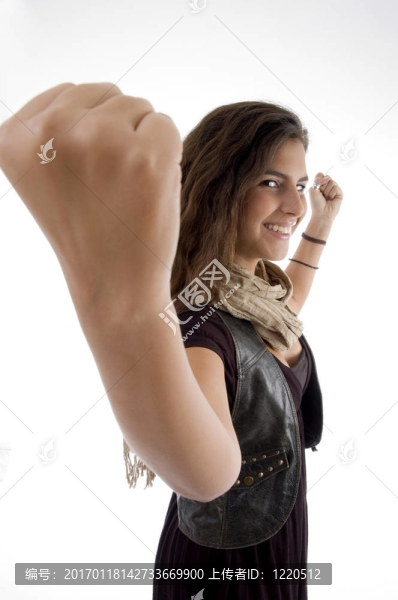 快樂的年輕女人的畫像