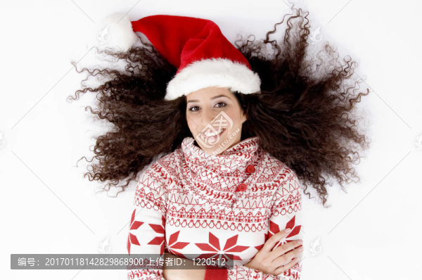 戴圣誕帽的女性