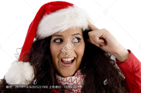 帶圣誕帽的年輕女人肖像
