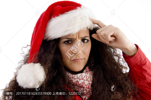 戴圣誕帽的年輕女人