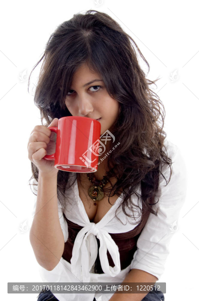 性感的十幾歲的咖啡杯