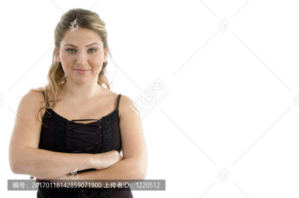 折疊手的女人的畫像