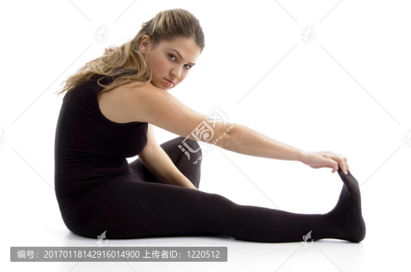 女孩做運(yùn)動(dòng)的側(cè)面觀