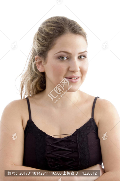 折疊手年輕女子肖像