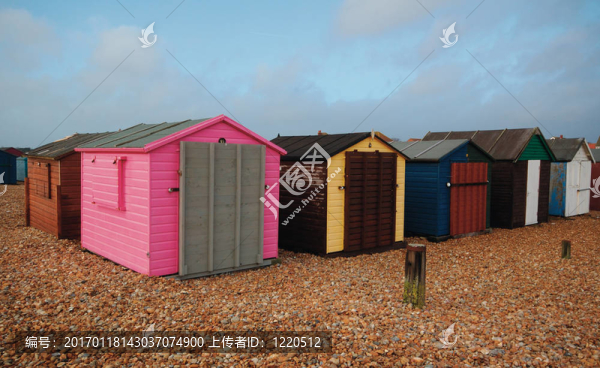 Worthing的海灘小屋。