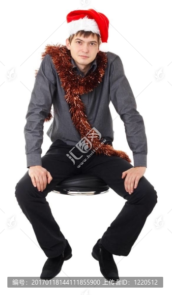 戴Santa帽子的男人