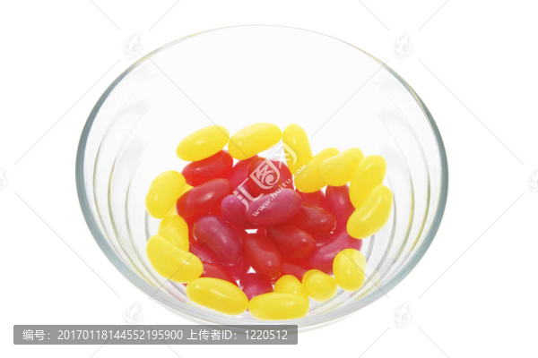一碗有紅、黃的果凍豆