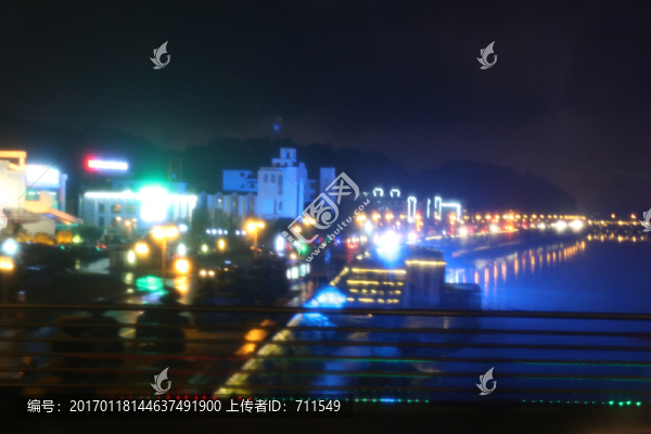 城市燈影夜色