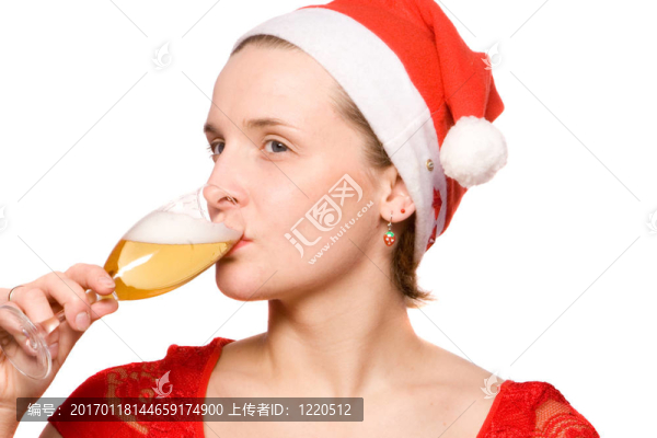 圣誕女人喝香檳