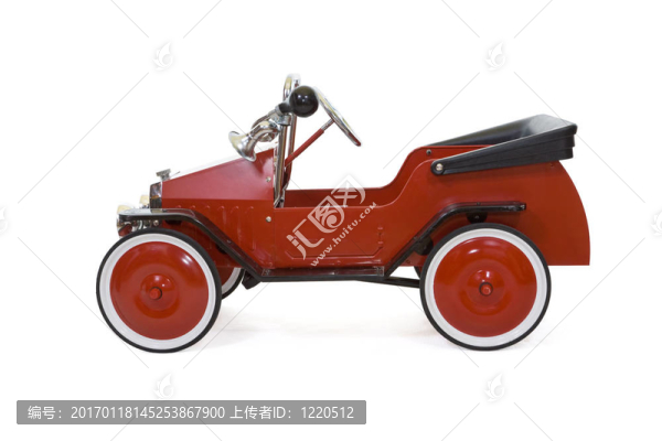 紅色老式玩具車-隔離