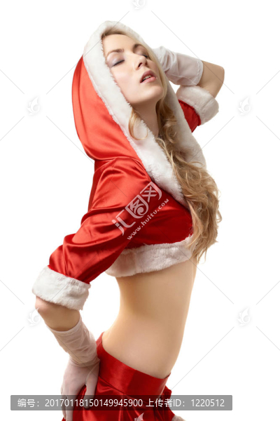 美麗性感女孩肖像像圣誕老人