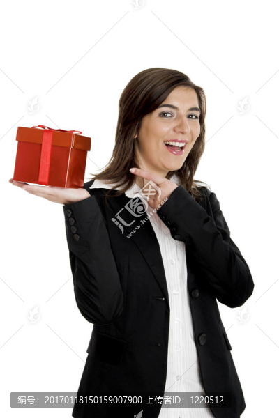 快樂的女人帶著禮物