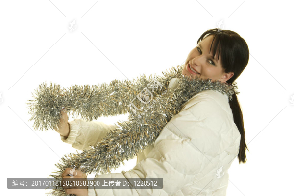 年輕的成年人有亮片的寶兒