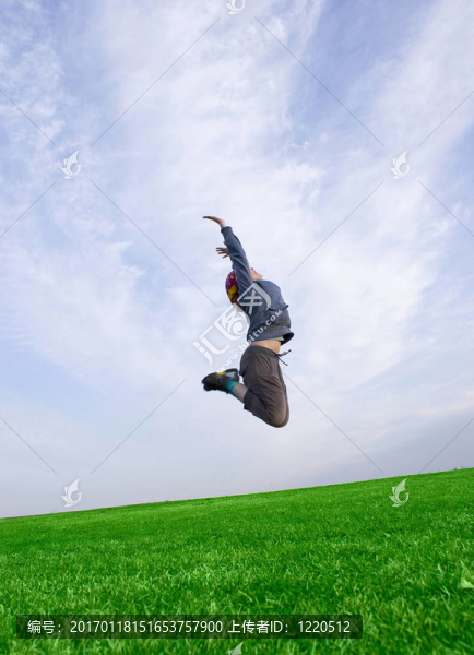 美麗的跳躍在天空