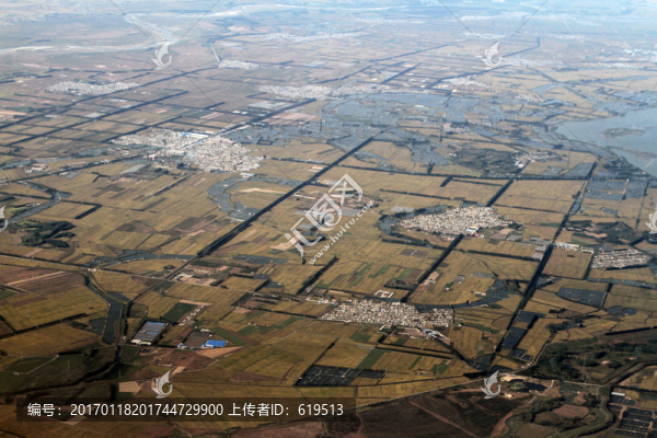 俯瞰,東北平原,田野村莊