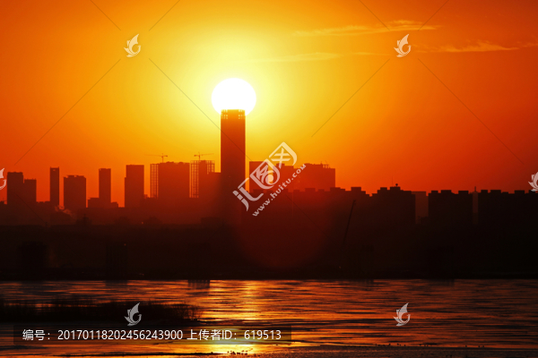 城市天際線,夕陽