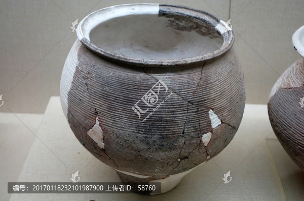 橫紋灰陶罐,新石器時代
