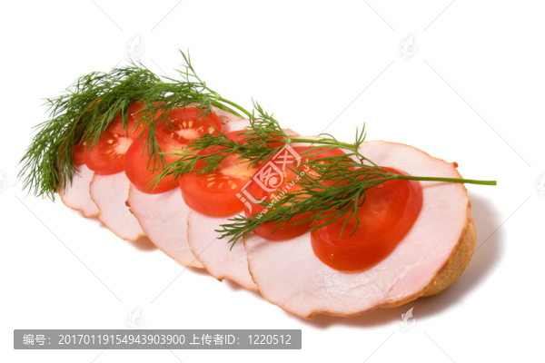 白色開放式三明治