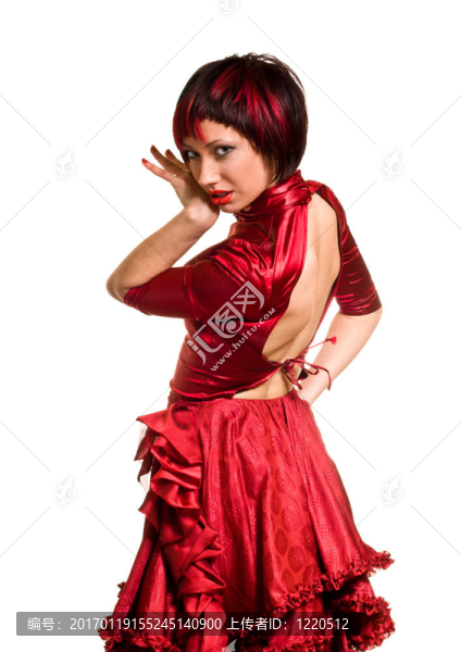 穿紅衣服的女士