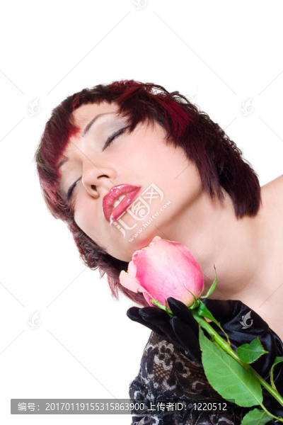 性感的女孩和玫瑰