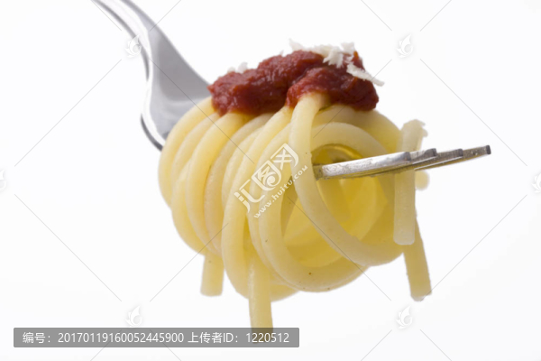 叉子上的意大利面條