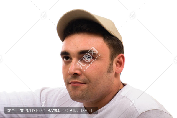 休閑不刮胡子的男人肖像孤立在白色背景