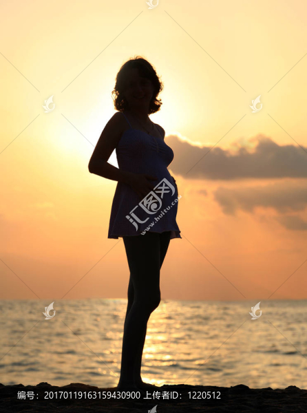 孕婦在日落