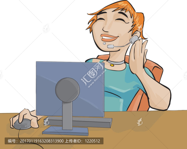 女孩和一臺(tái)電腦
