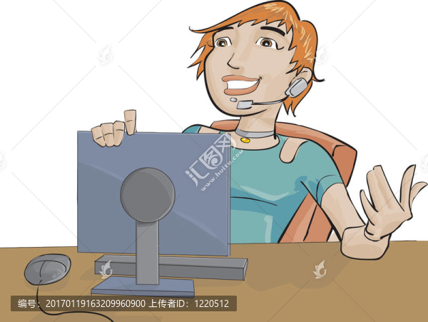 那個女孩和一臺電腦