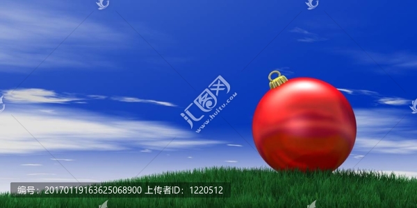 紅色的圣誕裝飾品在天空背景