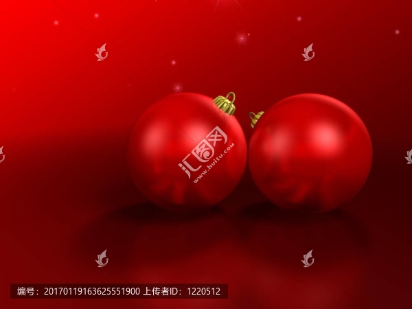 紅色的圣誕裝飾品在紅色的星星背景