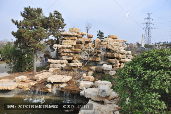 假山,,瀑布