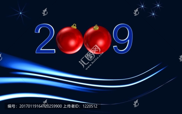 新年快樂；紅色的賀卡，在藍(lán)色的背景