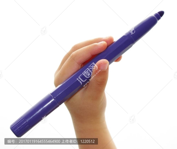 藍retulador孩子的手