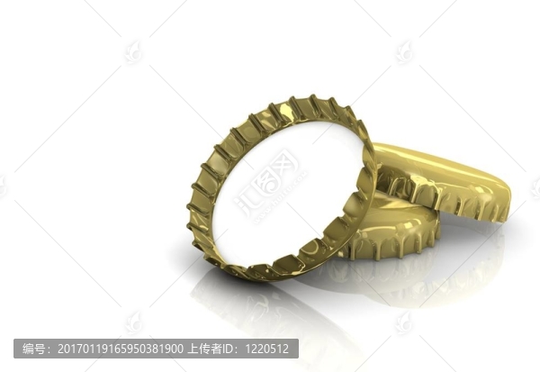 白色背景上的金色瓶蓋