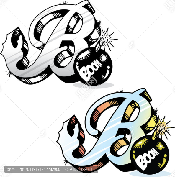 紋身風(fēng)格的字母B機(jī)智