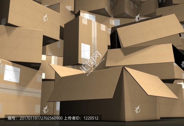 黑色背景上的棕色紙箱