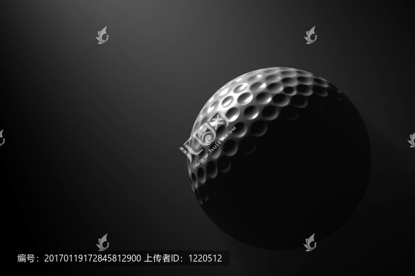 黑色背景上的高爾夫球