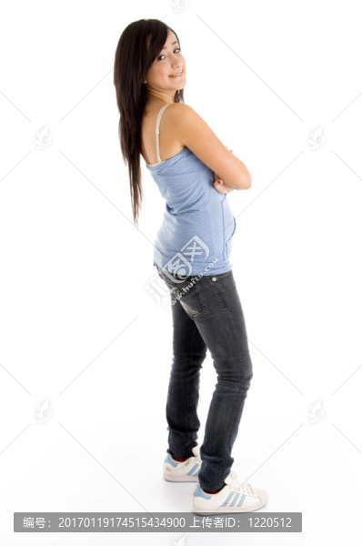 年輕女孩的側面觀