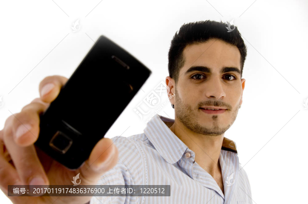 微笑的男人的肖像展示移動(dòng)