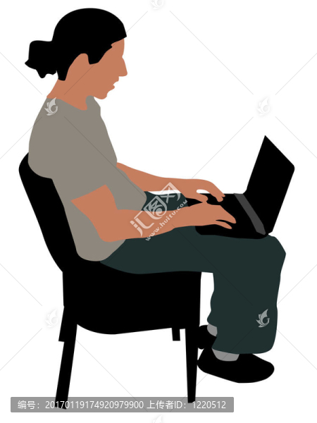 年輕人忙著筆記本電腦