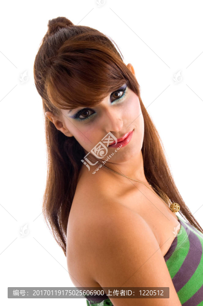 側(cè)面看漂亮女性看相機