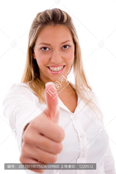 微笑經(jīng)理的肖像顯示大拇指